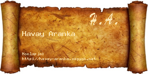 Havay Aranka névjegykártya